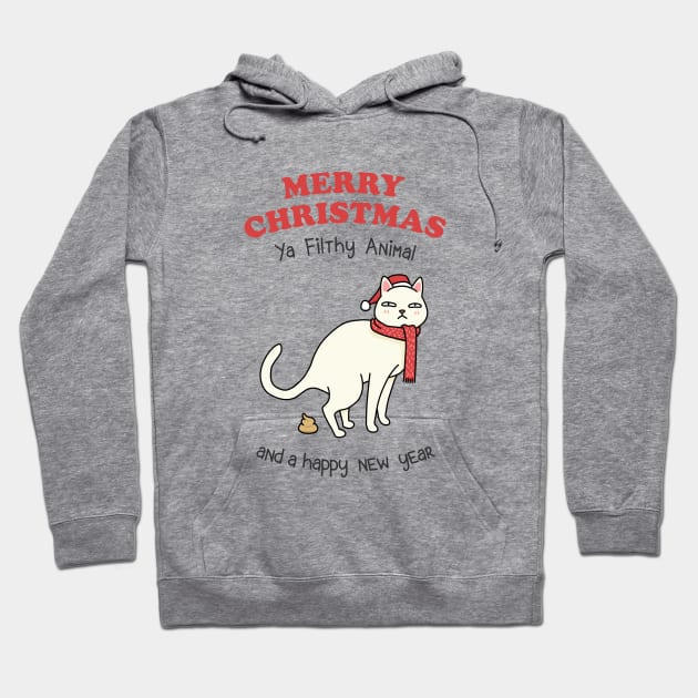 Merry Christmas Ya Filthy Animal White Cat Hoodie by Takeda_Art